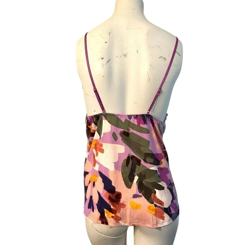 Womens Large XL Cami Top and Cropped Pajama Pants Set 2 Piece NWT Purple Floral - Picture 4 of 8